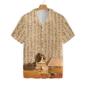 Ancient Egypt Hieroglyphs Pattern Hawaiian Shirt, Hawaiian For Gift