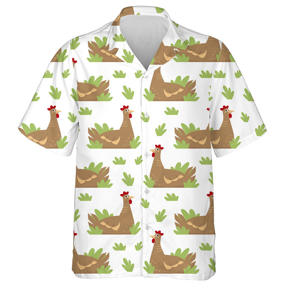 Sicín Donn Greannmhar I Léine Haváíach Féar Glas, Bronntanas Léine Haváí, Bronntanas Nollag