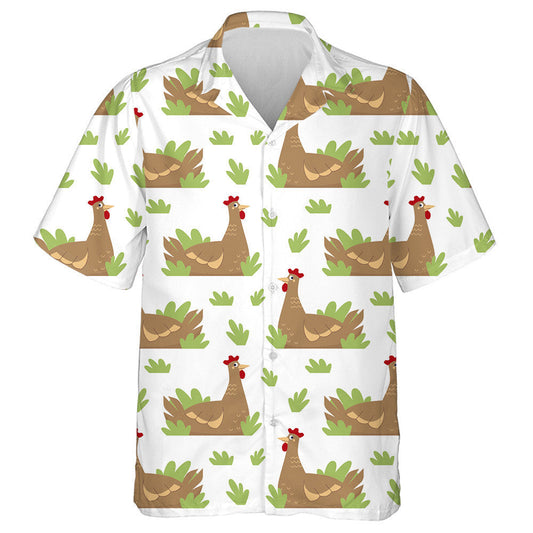 Sicín Donn Greannmhar I Léine Haváíach Féar Glas, Bronntanas Léine Haváí, Bronntanas Nollag