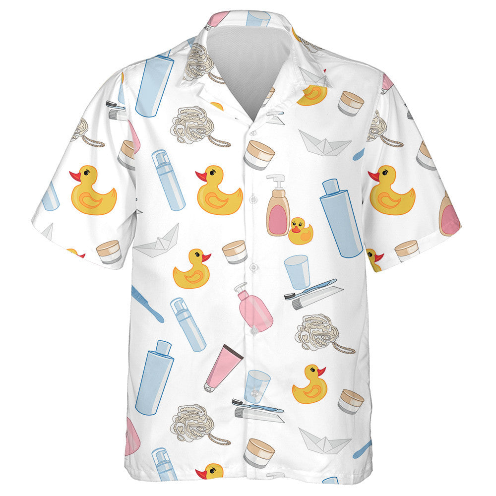 Hand Drawn Ducks And Beauty Products Hawaiian Shirt, Hawaiian For Gift