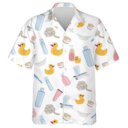 Hand Drawn Ducks And Beauty Products Hawaiian Shirt, Hawaiian For Gift