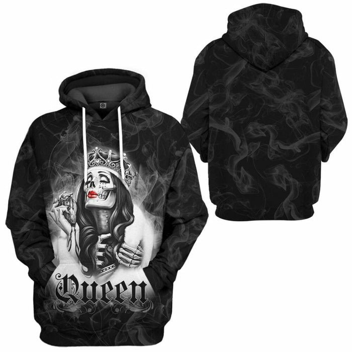 3D Skull His Queen Custom Tshirt Hoodie Apparel