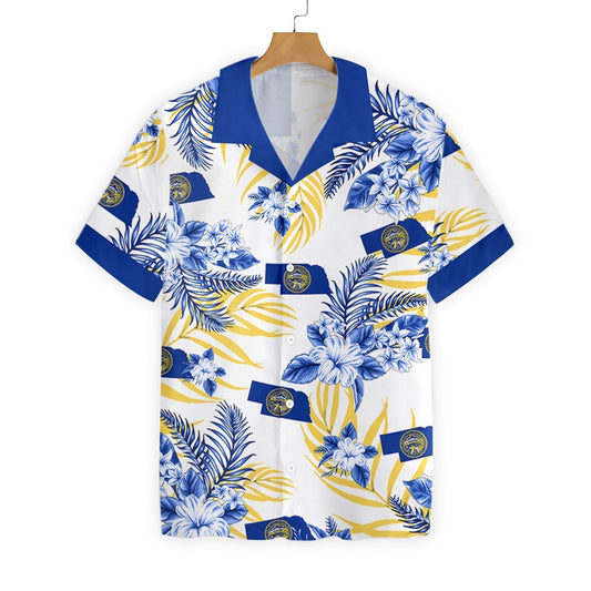 Nebraska Proud On White Background Pattern Hawaiian Shirt, Hawaiian Shirt Gift, Christmas Gift