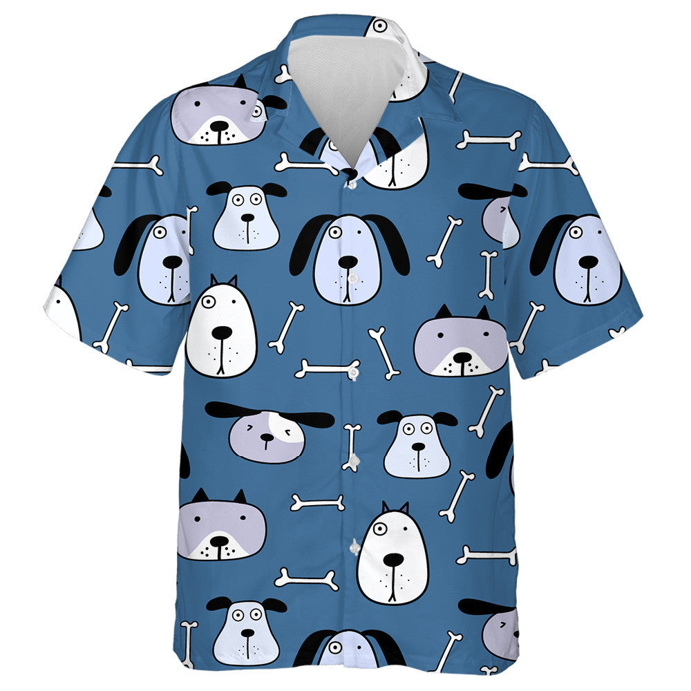 Funny Cartoon Cute Dog On Blue Background Hawaiian Shirt, Hawaiian Shirt Gift, Christmas Gift