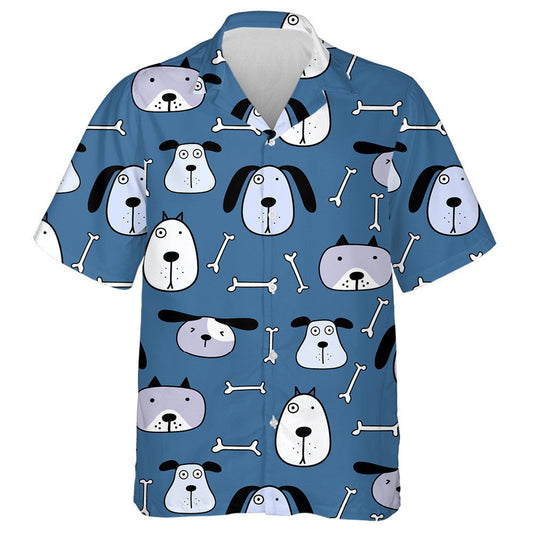 Funny Cartoon Cute Dog On Blue Background Hawaiian Shirt, Hawaiian Shirt Gift, Christmas Gift