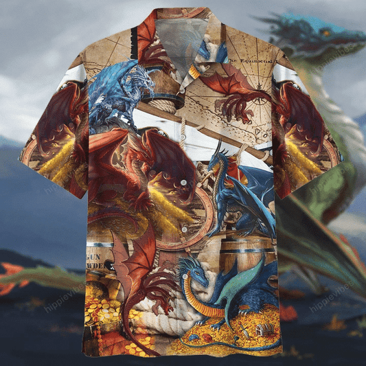 Beauty Legendary Dragon With Treasures Hawaiian Shirt, Hawaiian For Gift
