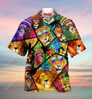 Amazing Lion Unisex Hawaiian Shirt Ocean Short Sleeve Hawaiian Crazy Shirts Crazy Shirts Hawaii, Christmas Gift