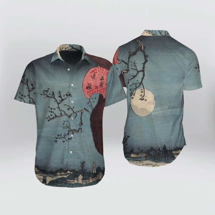 Japanese Aesthetic Ukiyoe Pompoko Badger Pattern Hawaiian Shirt,Hawaiian Shirt Gift, Christmas Gift