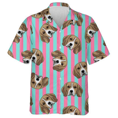 Face Of Beagle Dog On Striped Background Hawaiian Shirt, Hawaiian Shirt Gift, Christmas Gift
