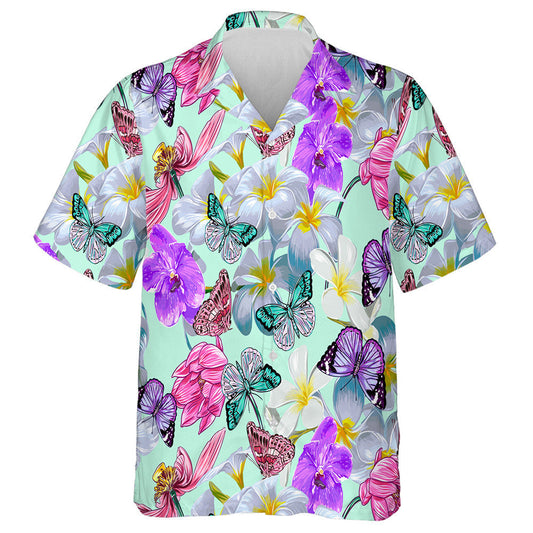 Féileacáin Coimhthíocha Lámhtharraingthe Agus Léine Haváís Lotus Bándearg Trópaiceach, Bronntanas Léine Haváíais, Bronntanas Nollag