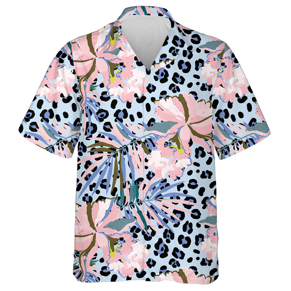 Magairlín Bándearg le Duilleoga Pailme ar Chúlra Liopard Léine Haváís, Bronntanas Léine Haváís, Bronntanas Nollag