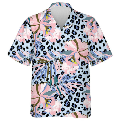 Magairlín Bándearg le Duilleoga Pailme ar Chúlra Liopard Léine Haváís, Bronntanas Léine Haváís, Bronntanas Nollag