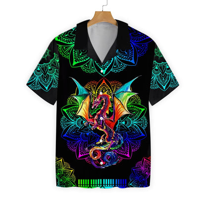 Dragon Mandala Neon Pattern Design Hawaiian Shirt,Hawaiian Shirt Gift, Christmas Gift
