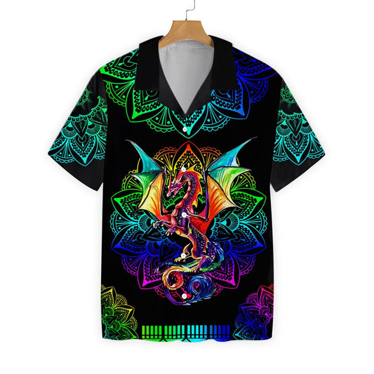 Dragon Mandala Neon Pattern Design Hawaiian Shirt,Hawaiian Shirt Gift, Christmas Gift