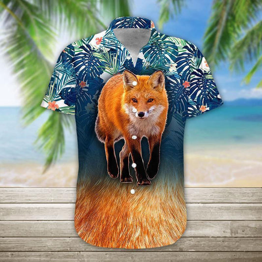 Cute Fire Fox Crazy Ornamental Hawaiian Shirt,Hawaiian Shirt Gift, Christmas Gift