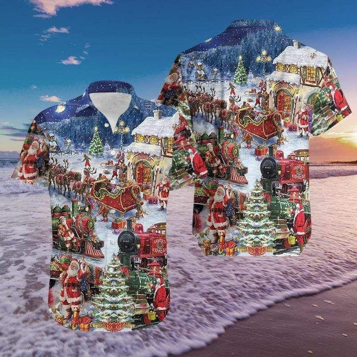 A Train Come Home Christmas Santa Claus Vintage Style Design Hawaiian Shirt,Hawaiian Shirt Gift,Christmas Gift