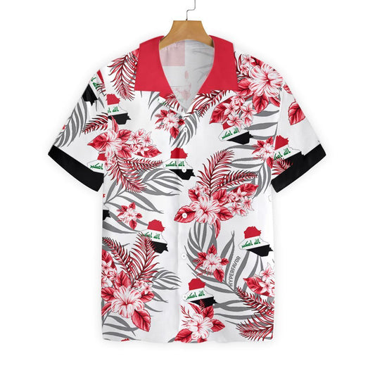 Iraq Proud With White Skin Pattern Hawaiian Shirt, Hawaiian For Gift