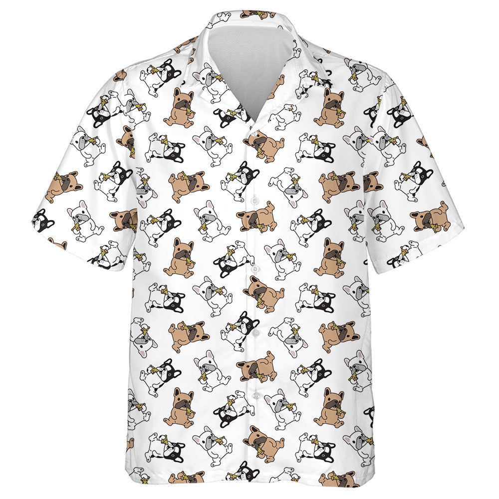 Cartoon Cute French Bulldog Pizza Eating Hawaiian Shirt, Hawaiian Shirt Gift, Christmas Gift