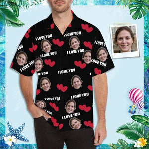 Custom Face Love You Men's All Over Print Hawaiian Shirt, Hawaiian Shirt Gift, Christmas Gift