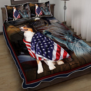 Australian Shepherd Dog American Patriot Quilt Bedding Set Bedroom 3D,Bedding Christmas Gift,Bedding Set Christmas