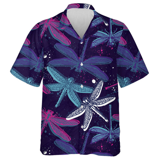 Colorful Bright Garden Dragonfly Vintage Style Hawaiian Shirt, Hawaiian Shirt Gift, Christmas Gift