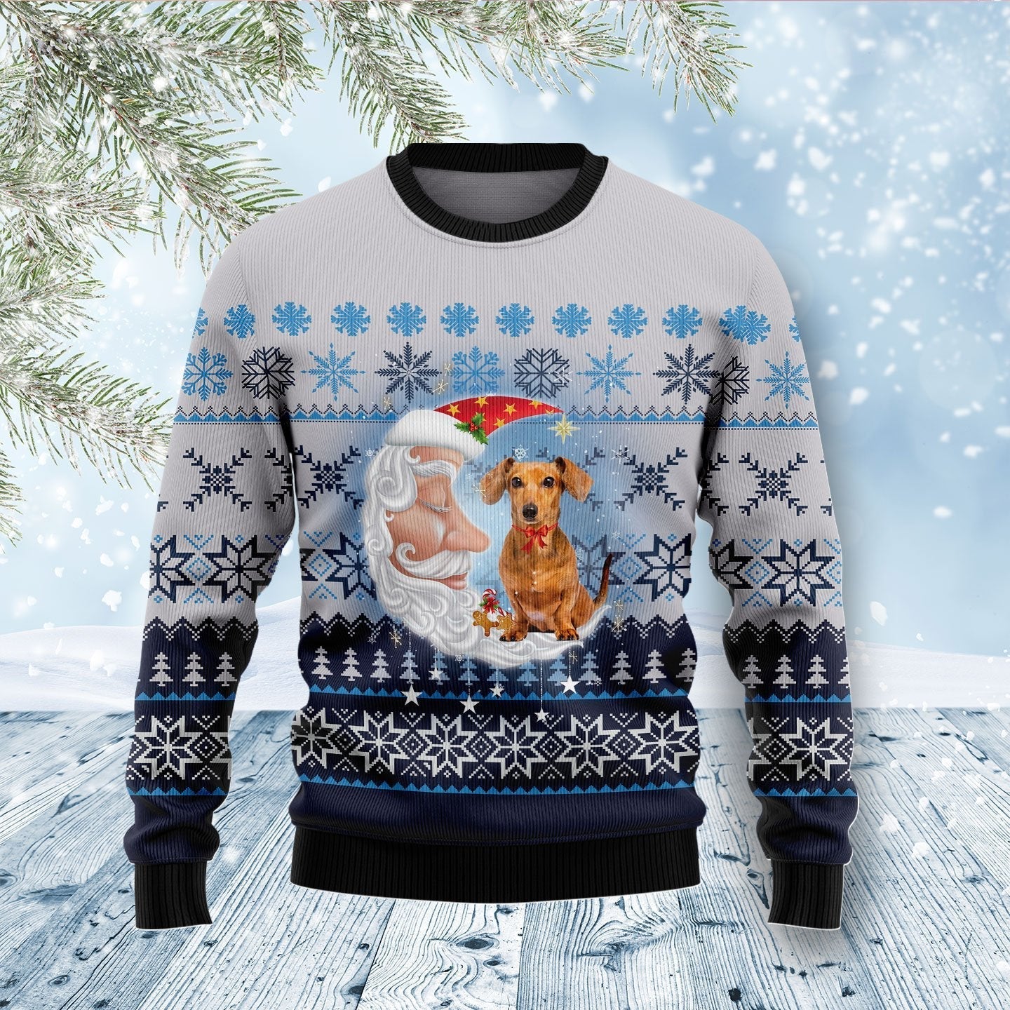 Dachshund Dog Love Santa Moon Ugly Christmas Sweater, Christmas Gift, Gift Christmas 2024