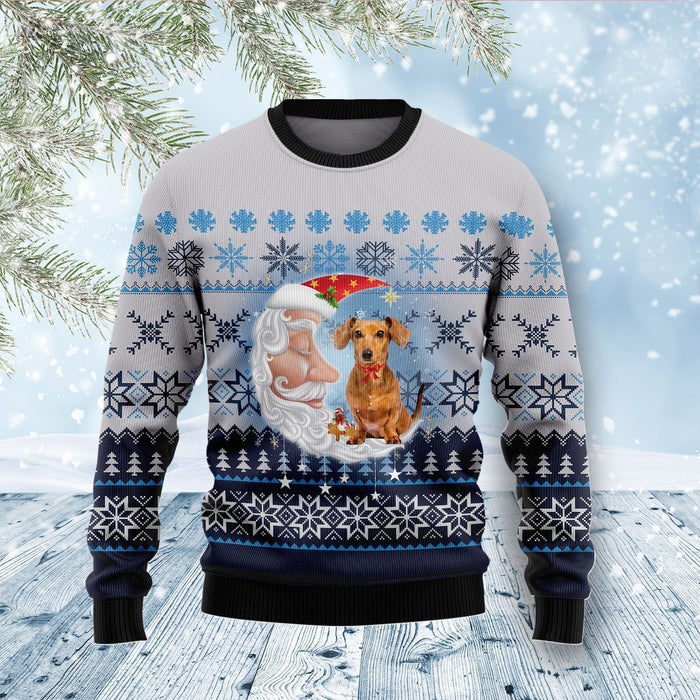 Dachshund Dog Love Santa Moon Ugly Christmas Sweater, Christmas Gift, Gift Christmas 2024