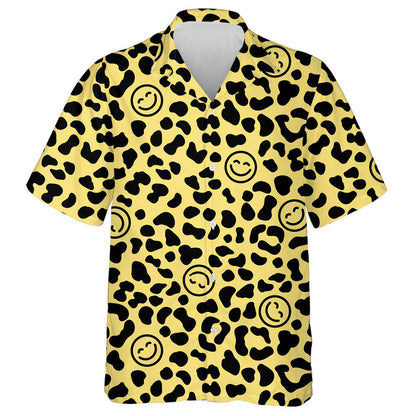 Leopard Skin With Happy Face Smiling Emoticon Hawaiian Shirt, Hawaiian Shirt Gift, Christmas Gift