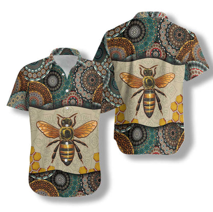 Tribal Beauty Boho Mandala Bee Design Hawaiian Shirt,Hawaiian Shirt Gift, Christmas Gift