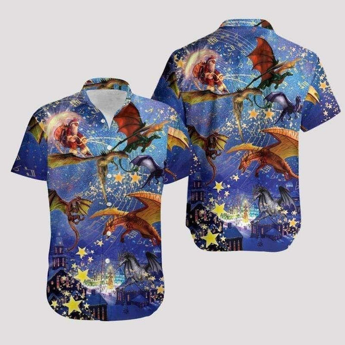 Design Hawaiian Shirt Dragons Playing Trumpet Christmas, Hawaiian Shirt Gift, Christmas Gift