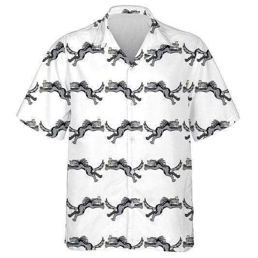 Cartoon Characters Big Grey Running Wolf Hawaiian Shirt, Hawaiian Shirt Gift, Christmas Gift