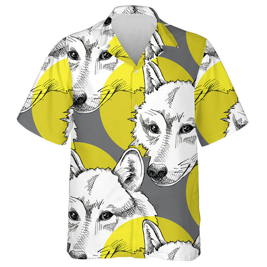 The Image Wolf Portrait And Big Dot Hawaiian Shirt,Hawaiian Shirt Gift, Christmas Gift