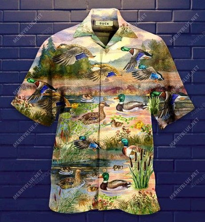 Duck in Beautiful Countryside Hawaiian Shirt_Hawaiian Shirt Gift, Christmas Gift