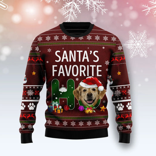 Golden Retriever Santa Ho unisex Mná &amp; fir, meaitseáil lánúin, cairde, teaghlaigh greannmhar geansaí gránna saoire na Nollag bronntanais, geansaí Nollag gránna