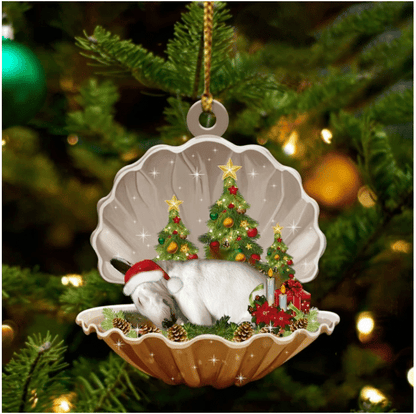 Cute Bull Terrier Sleeping in Pearl Dog Christmas Ornament Flat Acrylic,Christmas Gift,Christmas Decoration