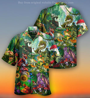 Hippie Magic Mushrooms Dragon - Hawaiian Shirt, Hawaiian Shirt Gift, Christmas Gift