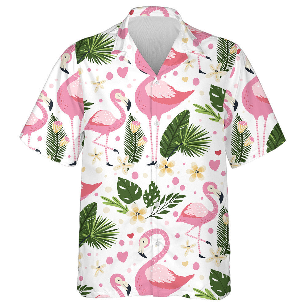 Flamingo Máthair Agus Leanbh le Pailme Agus Bláthanna Trópaiceacha Léine Haváís, Bronntanas Léine Haváíais, Bronntanas Nollag