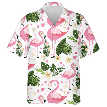 Flamingo Máthair Agus Leanbh le Pailme Agus Bláthanna Trópaiceacha Léine Haváís, Bronntanas Léine Haváíais, Bronntanas Nollag