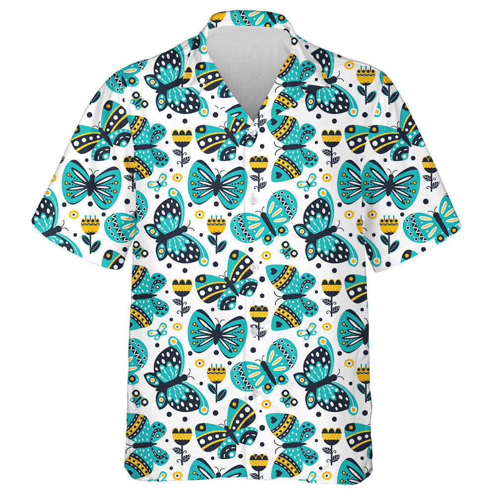 Theme Colorful Romantic Butterflies On White Hawaiian Shirt,Hawaiian Shirt Gift, Christmas Gift