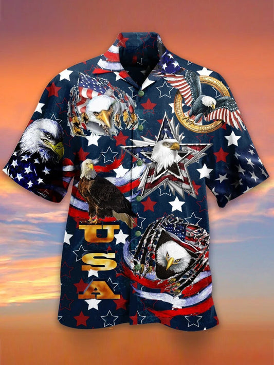 Flag Of American Nice Ornamental Hawaiian Shirt,Hawaiian Shirt Gift, Christmas Gift