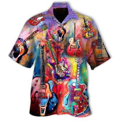 Colorful Guitar Unisex Hawaiian Shirt, Hwaiian For Gift