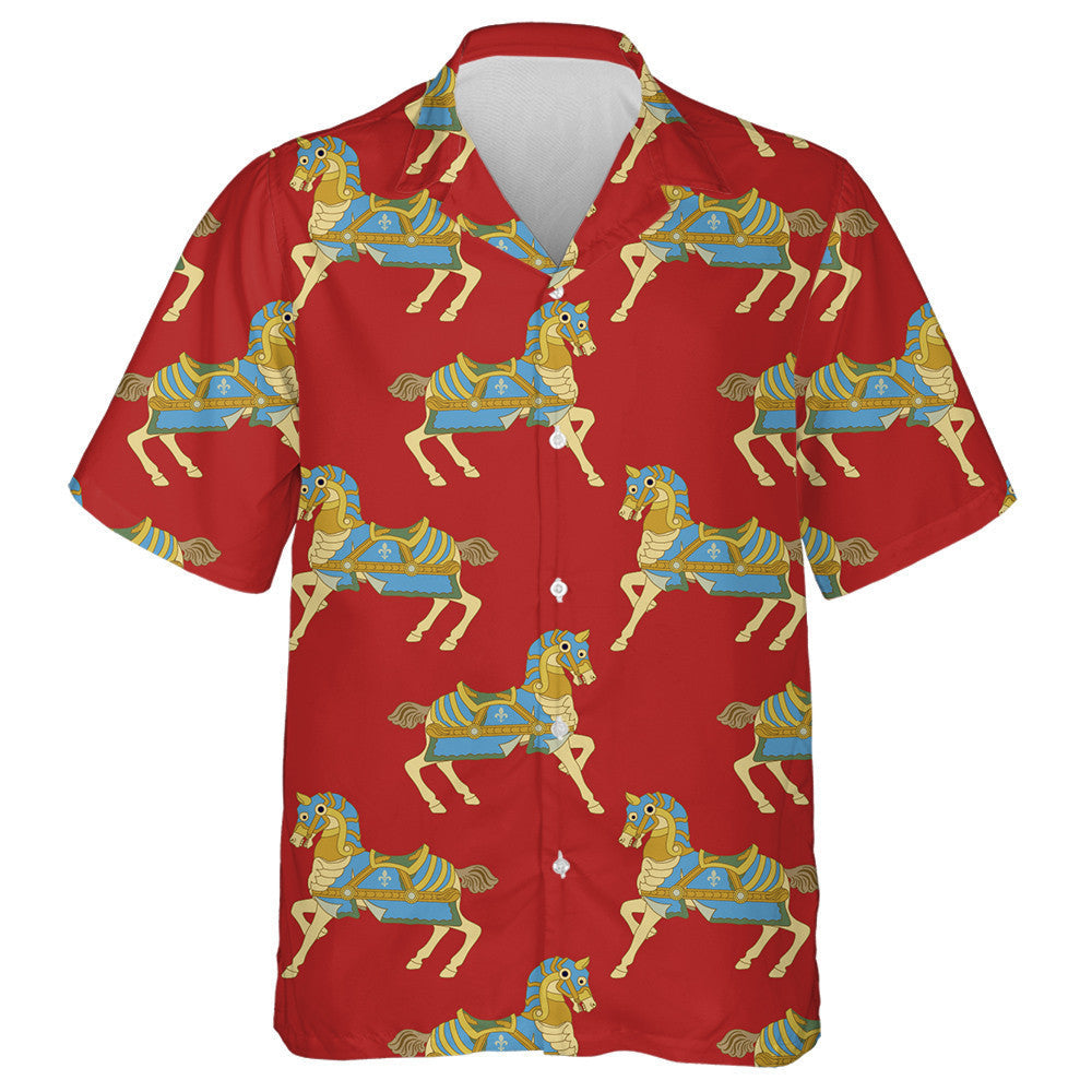 Geometrical With Ornate Vintage Toy Horses Hawaiian Shirt,Hawaiian Shirt Gift, Christmas Gift