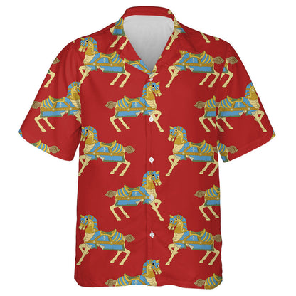 Geometrical With Ornate Vintage Toy Horses Hawaiian Shirt,Hawaiian Shirt Gift, Christmas Gift