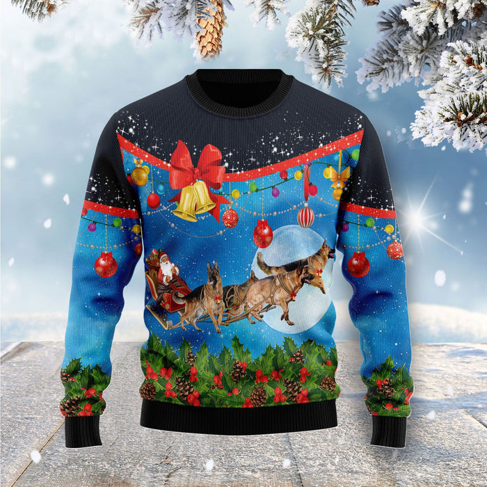 German Shepherd Sleigh Ugly Christmas Sweater, Christmas Gift, Gift Christmas 2024