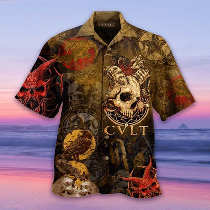 Honor Satan Hawaiian Aloha Aloha Shirts Hawaiian Shorts Beach Short Sleeve, Hawaiian Shirt Gift, Christmas Gift