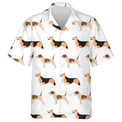 Corgi And Beagle Dogs On White Background Hawaiian Shirt, Hawaiian Shirt Gift, Christmas Gift