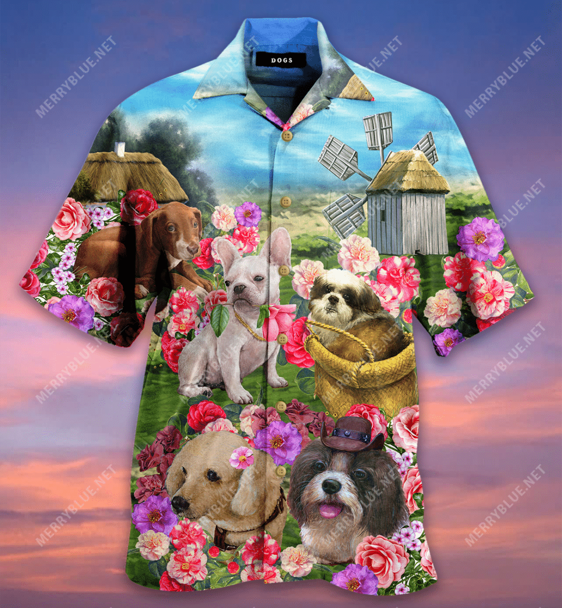 Camellia Dogs Farm Hawaiian Aloha Shirt Hawaiian Shorts Beach Short Sleeve, Hawaiian Shirt Gift, Christmas Gift