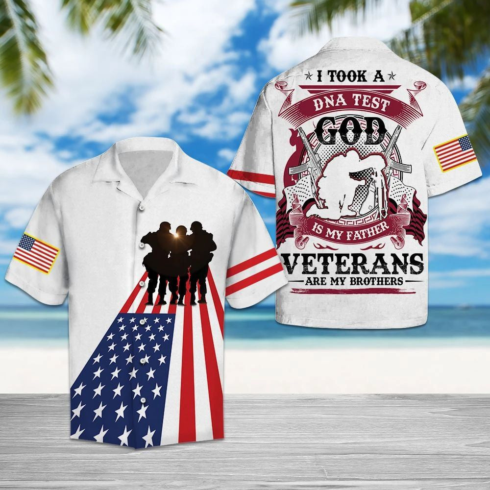Veterans Of America God Is My Father Pattern Hawaiian Shirt, Hawaiian Shirt Gift, Christmas Gift