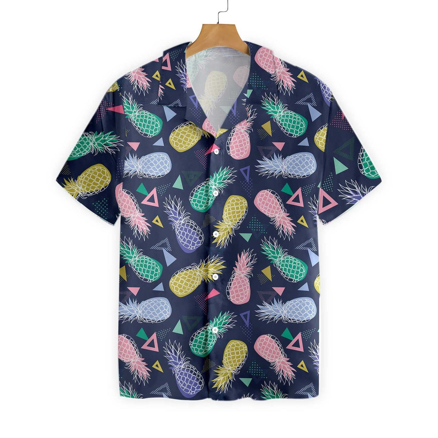 Colorful Pineapple Fruits In Memphis Style Design Hawaiian Shirt, Hawaiian Shirt Gift, Christmas Gift