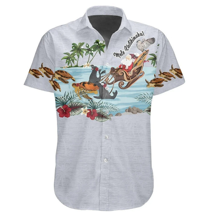 Hawaiian Shirt Grey Theme Christmas Monk Seal Lovely, Hawaiian Shirt Gift, Christmas Gift